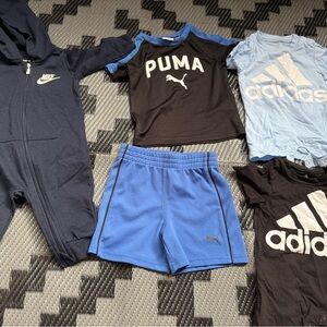 Puma Black & Royal Blue Kids Athletic Tee with Blue Shorts